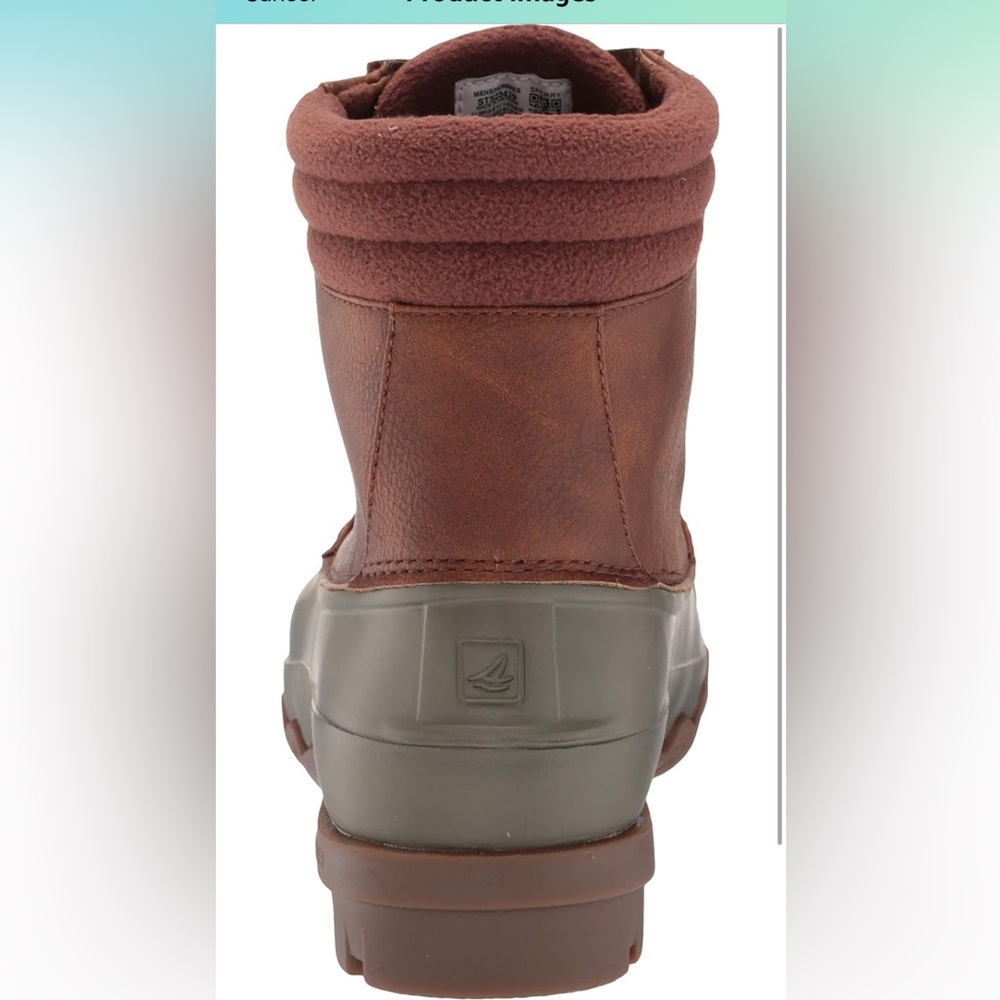 SPERRY Men's Brown and Green Duck Boots - Picture 14 of 16